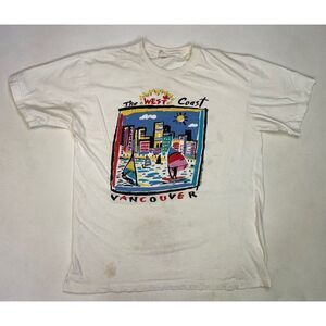 VINTAGE The West Coat Vancouver Art Graphic T-shirt Men Large Short Sleeve 90s